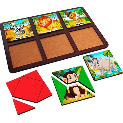 Деревянная Развивающая доска Сложи квадрат. Животные Африки 8779 /30 - фото 62792901