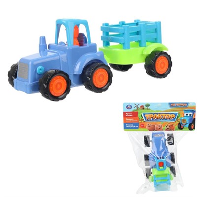 Каталка с прицепом синий трактор 1709A018-R1 - фото 62792999