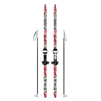 Лыжи подростковые Снежный гонщик 140/105 см серые с палками из стеклопластика 325173-00 Dvizhok - фото 62793102