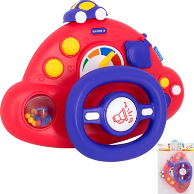 Руль муз. 2192E-48 красный, крепление на коляску в пак. - фото 62793343