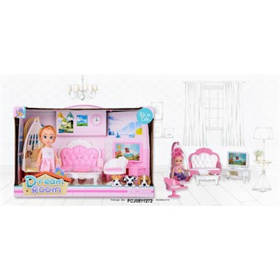 Кукла малышка A20016 в гостинной в кор. - фото 62793538