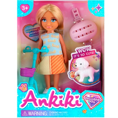 Кукла малышка 606025 на самокате, с питомцем в кор. - фото 62793788