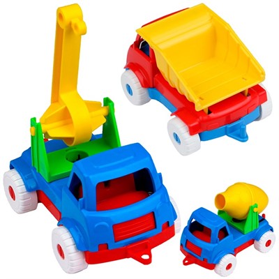 Набор машинок №4 Самосвал+Бетономешалка+Кран И-5680 - фото 62794242