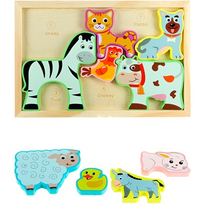 Деревянная Пазл рамка Домашние животные 22х16х8см. И-0413 - фото 62794321