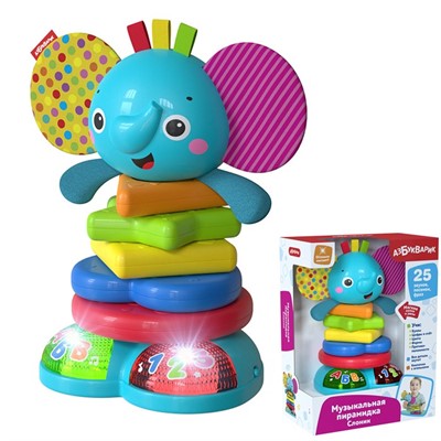 Пирамидка музыкальная Слоник 4630027292599 - фото 62794402