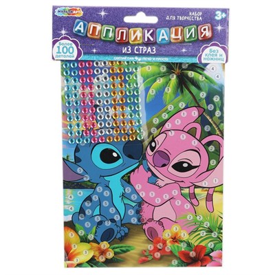 Набор для творчества Аппликация стразами 15*21 см Стич МУЛЬТИ АРТ GEMPACK-123495 - фото 62794549
