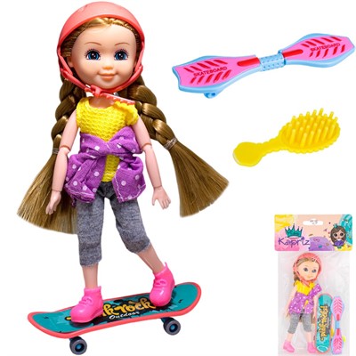 Кукла малышка Miss Kapriz 53825YS со скейтом в пак. - фото 62794592