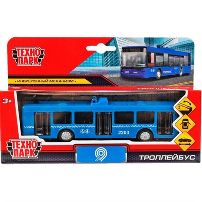 Модель SB-16-65-WB(20-1) МЕТРОПОЛИТЕН ТРОЛЛЕЙБУС 16,5 см, двери, инерц., синий Технопарк  в коробке - фото 62795116
