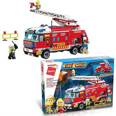 Конструктор 2807 QMAN Пожарная машина 366 дет. в кор. - фото 62795126