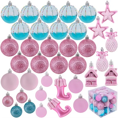 Елочный набор Шары разноцвет. пастель. 4-5-6 см 37 шт. в кор. EL-468399 - фото 62795263