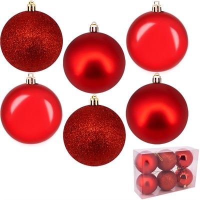 Елочный набор Шары красный 8см, 6шт FG240519098Q - фото 62795297