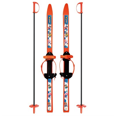Лыжи детские Вираж-спорт 100 см оранжевые с палками из стеклопластика в сетке МПЛ 106.00 Dvizhok - фото 62795930