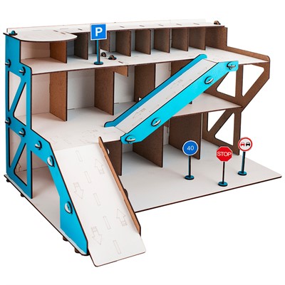Деревянная Автопарковка цветная (с дорожными знаками) ХД-006 - фото 62796051