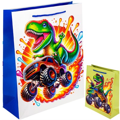 Пакет 26*32*10 см Динозавр на машине141V-1055 - фото 62796161