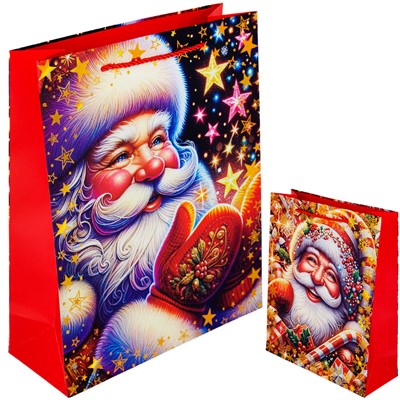 Пакет новогодний Дед Мороз 26*32*10 см 141V-1039 - фото 62796204