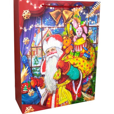 Пакет новогодний Дед Мороз 31*12*40 см 141V-1001 - фото 62796218