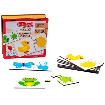 Деревянный Пазл 20 пар Изучаем цвета Far far land Wood 04687 - фото 62796434