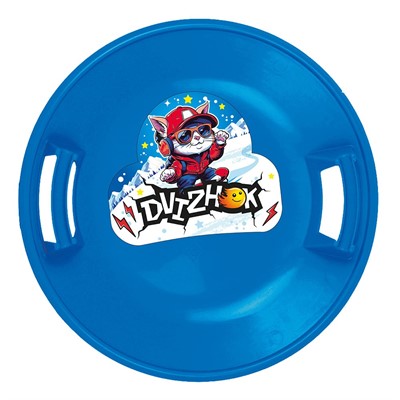 Санки ледянки Dvizhok круглые d54 см голубой с наклейкой Котик У1074 топоган - фото 62798164