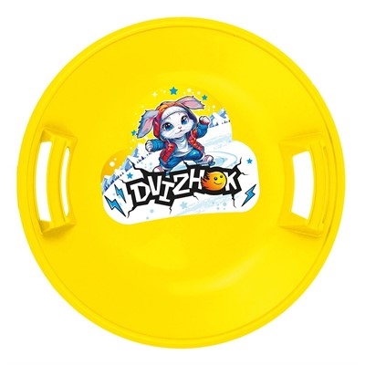 Санки ледянки Dvizhok круглые d54 см желтые с наклейкой Зайка У1073 топоган - фото 62798165