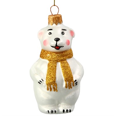 Елочное украшение Мишутка в шарфе голубой h-9 см ФУ-739/1/4 - фото 62798623