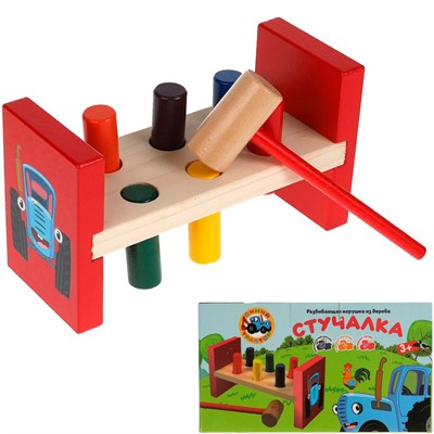 Деревянная Стучалка СИНИЙ ТРАКТОР в кор. Буратино W033-STR - фото 62798660