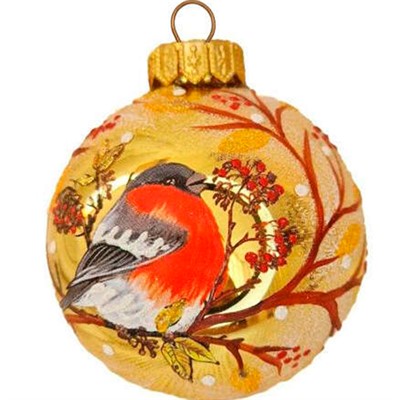 Шар 80мм Снегирь зимний КУ-80-244037 - фото 62798772