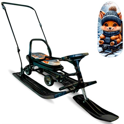 Снегокат 109 SNOWKAT Wheel Олененок с П-образным толкателем и колёсами - фото 62800139