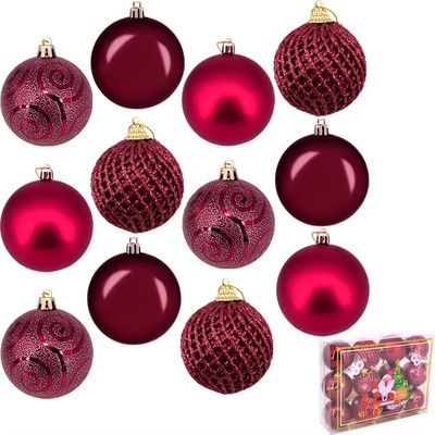 Ел. набор Шары бордо 6см 12 шт FG240519136Q-1 - фото 62800688