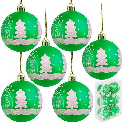 Ел.набор Шары зеленый 6см 6 шт FG250327431C-2 - фото 62800873