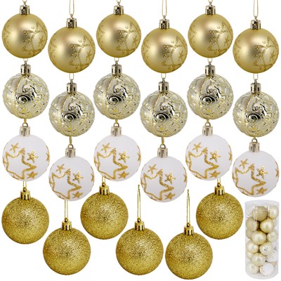 Ел.набор Шары бело-золотой 24 шт 5см FG250327349C - фото 62800883