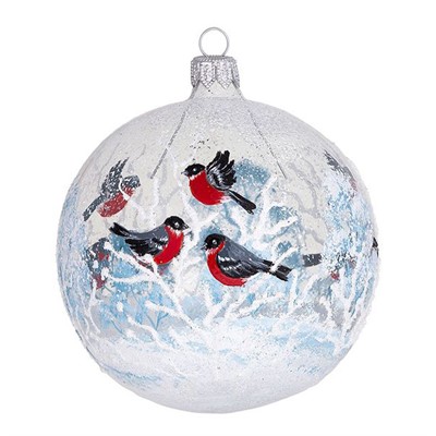 Шар 95мм Снегири С2176 - фото 62801020