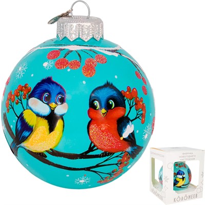 Шар 80мм Праздничные синичка и снегирь КУ-80-234049 - фото 62801059