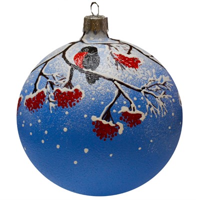 Шар 100мм Рябина в снегу серия "ВС" КУ-100-204096/п - фото 62801074