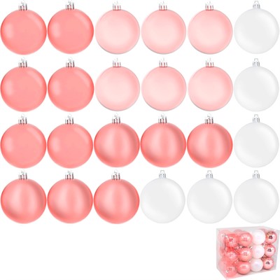 Елочный набор Шары белый, розовый 7см, 24 шт SYQA-0123016 - фото 62801116