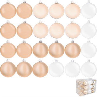 Елочный набор Шары белый, беж 7см, 24 шт SYQA-0123019 - фото 62801117