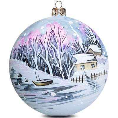 Шар 100мм Зимняя тишина/Замерзшая лодка - фото 62801130