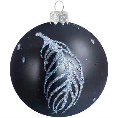 Шар 85мм Перо серебро КУ-85-204512/2 - фото 62801139