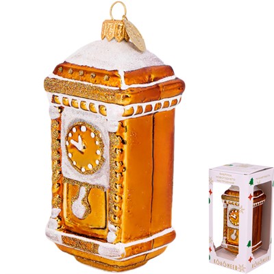 Елочное украшение Часы-тумба большие h-12 см ФУ4-2223 - фото 62801171