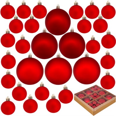 Елочный набор Шары красный 4cm+8cm 18шт в кор. FG240517122M - фото 62801262