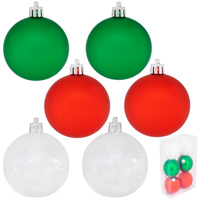 Елочный набор Шары белый, красный, зеленый 7см 6шт. в кор. FG240519080Q - фото 62801282