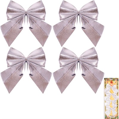 Елочное украшение Бант 4шт. серебро FG240517074M-2 - фото 62801287