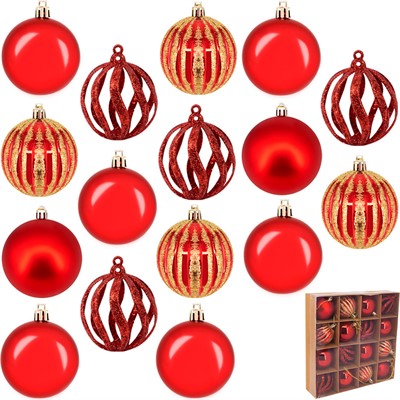 Елочный набор Шары красный 6см, 16шт FG240519135Q - фото 62801336
