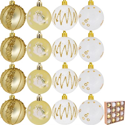Ел.набор Шары бело-золотой 6см 16 шт FG250327383C - фото 62801573