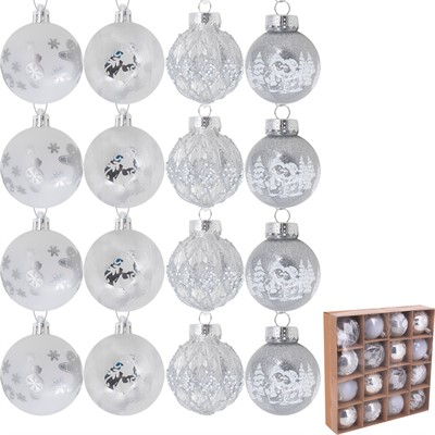 Ел.набор Шары серебро 6см 16 шт FG250327384C - фото 62801578