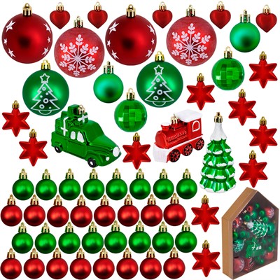 Ел.набор Шары зелено-красный 60 шт 3-6 смFG250327343C - фото 62801604