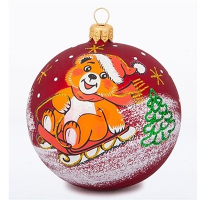 Шар 85мм Мишка на санках С867 - фото 62801649