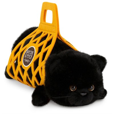 Кот Барсик в сумке черный 56 см B1001/56 - фото 62801729