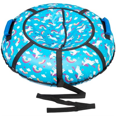 Тюбинг для катания 90 см Вихрь Оксфорд принты сиденье ПВХ с молнией Единорожка в небе+камера - фото 62801762
