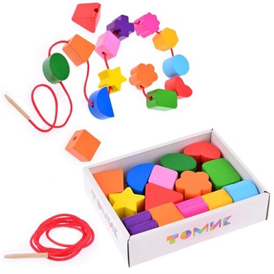 Деревянный Счетный материал Первые Бусы Геометрия 15 деталей 1-71 - фото 62801991