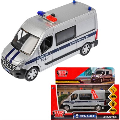 Модель MASTER-14SLPOL-SR RENAULT Master ПОЛИЦИЯ 14 см, двер,серебрист Технопарк в коробке - фото 62802022